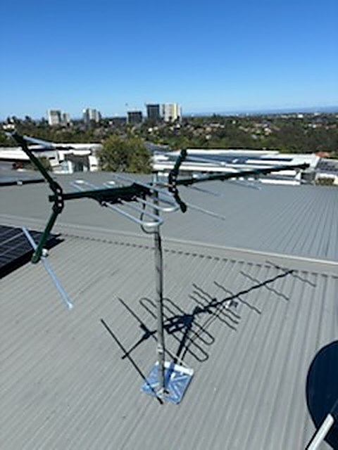 Roof antenna installation overlooking the Hills District