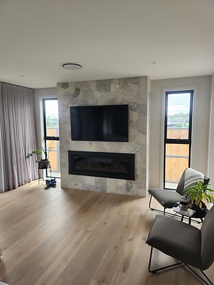 Media wall and fireplace wiring