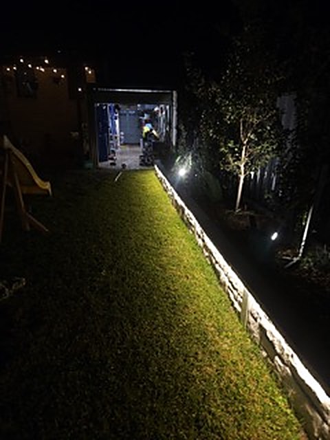 Garden path lighting at night